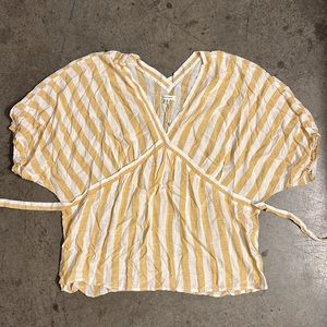 NWT Yellow and White Striped Blouse, Size XL